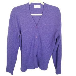 Hawick Knitwear Womens L Blue Lambswool Button Fro